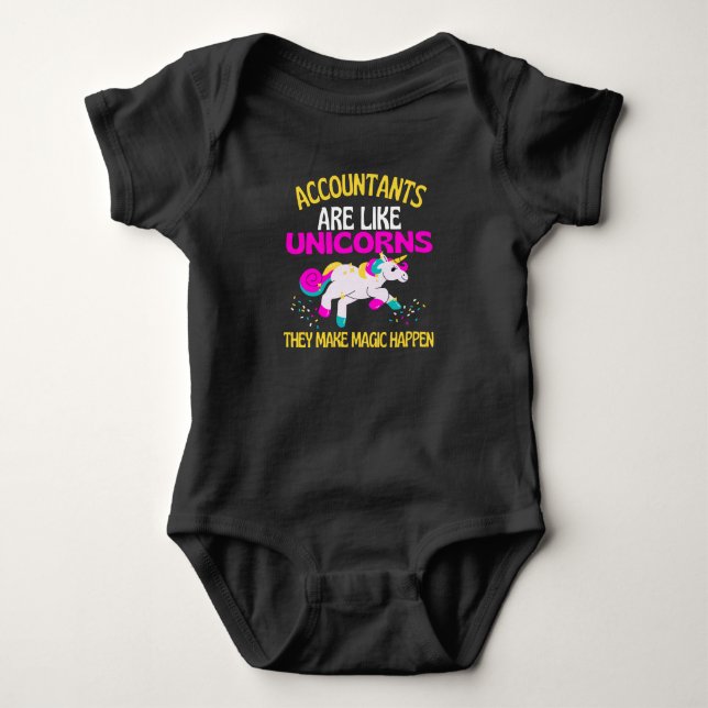 Accountant Unicorn , Magical Unicorn Accountants Baby Bodysuit (Front)