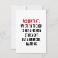 Accountant Where 'in the red' is not a fashion sta