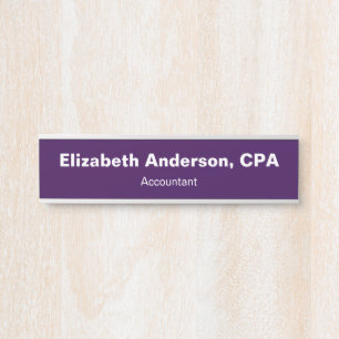 Accountant's Name and Job Title Dark Purple Office Door Sign