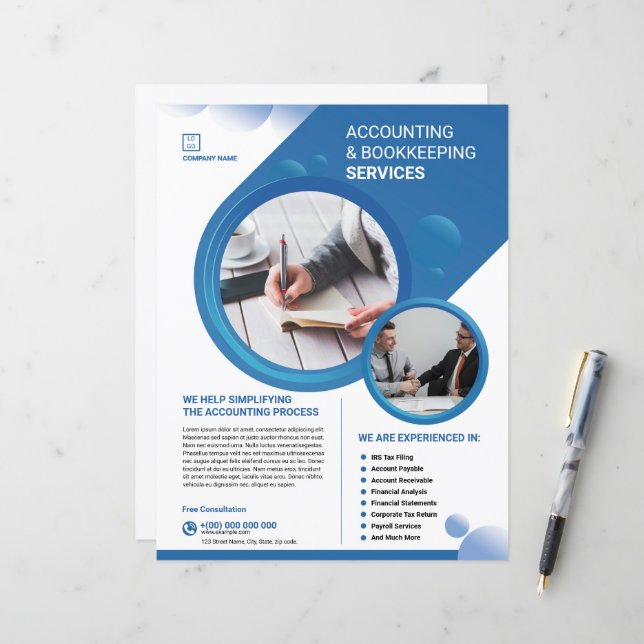Accounting and Bookkeeping Service Flyer Template (Front/Back In Situ)