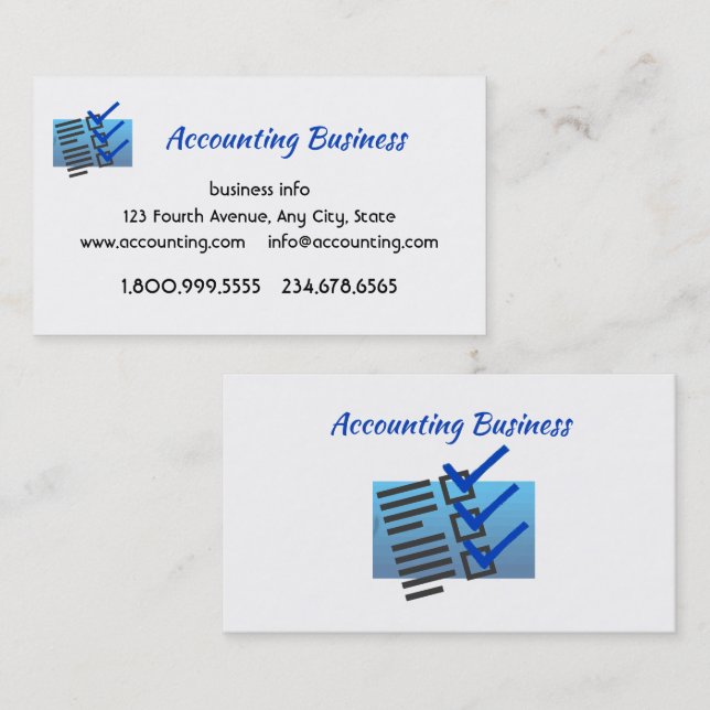 Accounting Bookkeeping  Custom Business  Business Card (Front/Back)