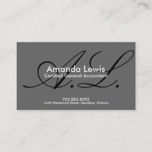 Accounting Business Card - Monogram Black & White
