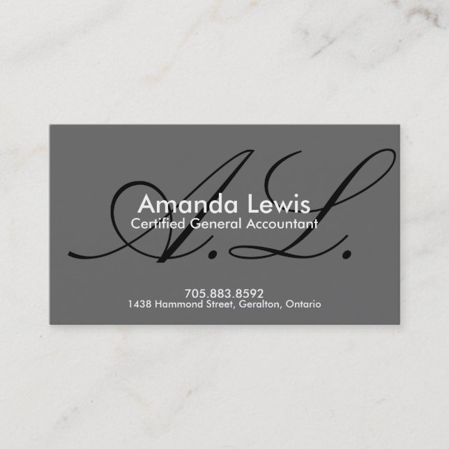 Accounting Business Card - Monogram Black & White (Front)