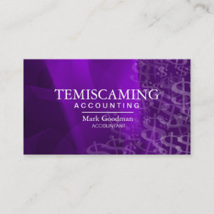 Accounting Business Card Purple White Dollar Signs