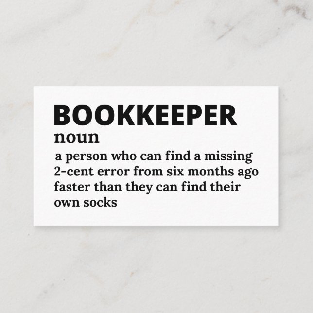 Accounting Clerk - Funny Definition Business Card (Front)
