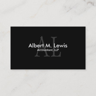 Accounting Financial Business Card Black Monogram