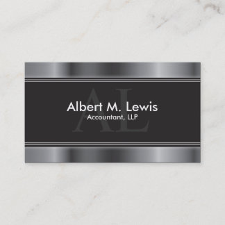 Accounting Financial Business Card Silver Monogram