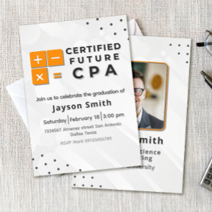 Accounting Graduation with Photo Invitation