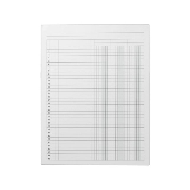 Accounting Ledger 3 column Notepad (Rotated)