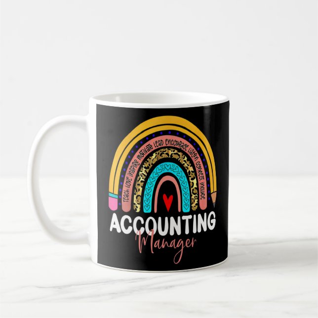 Accounting Manager Leopard Rainbow Accounting Back Coffee Mug (Left)