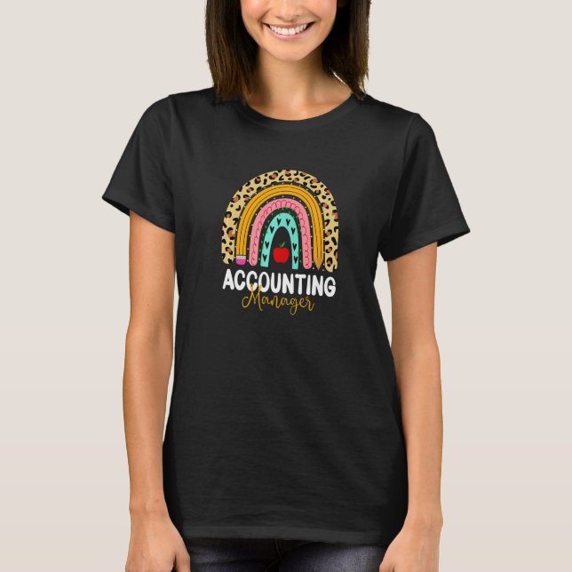Accounting Manager Leopard Rainbow Accounting Back T-Shirt (Front)