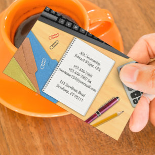 Accounting Office Work Desk Business Card