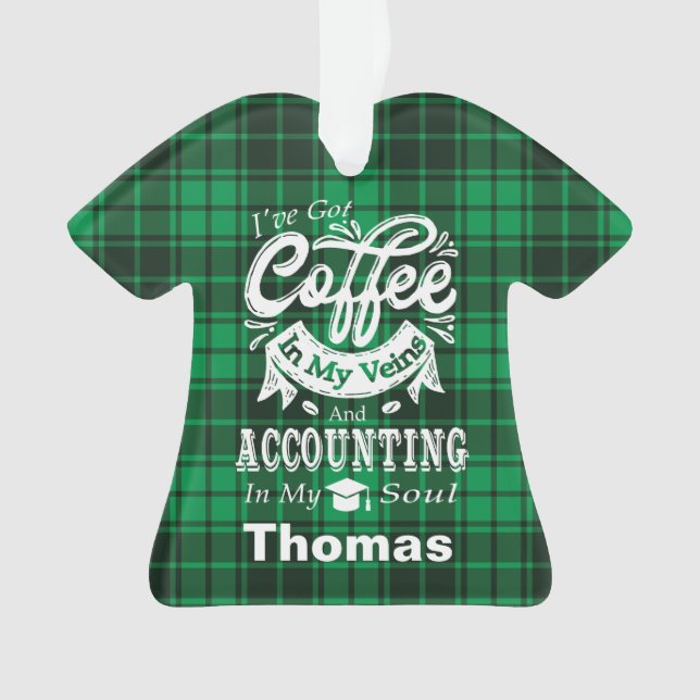 Accounting Student Green Plaid Ornament (Front)