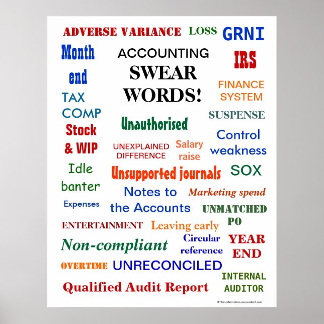 ACCOUNTING SWEAR WORDS Finance Office Humour Poster (Front)