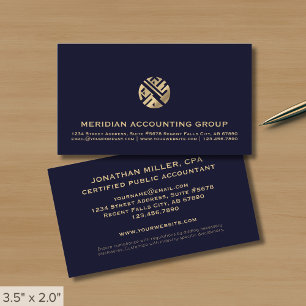 Accounting Tax Professional   Navy Blue Business Card