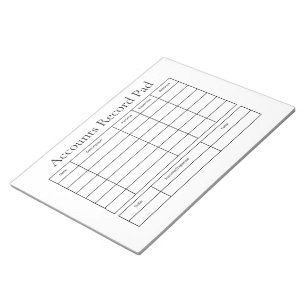 Accounts Record Pad Ledger