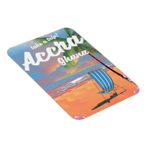 Accra Ghana beach travel poster Magnet