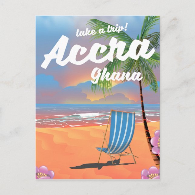 Accra Ghana beach travel poster Postcard (Front)