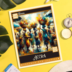 Accra, Ghana   Vintage Painting Postcard