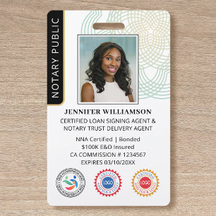 Accreditation Notary Public Photo QR Code ID Black ID Badge