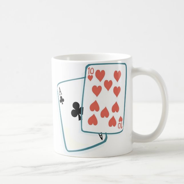 Ace and Ten of Hearts Playing Cards Coffee Mug (Right)