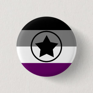 Ace/Asexual Pride Flag with a Star in a Circle 3 Cm Round Badge