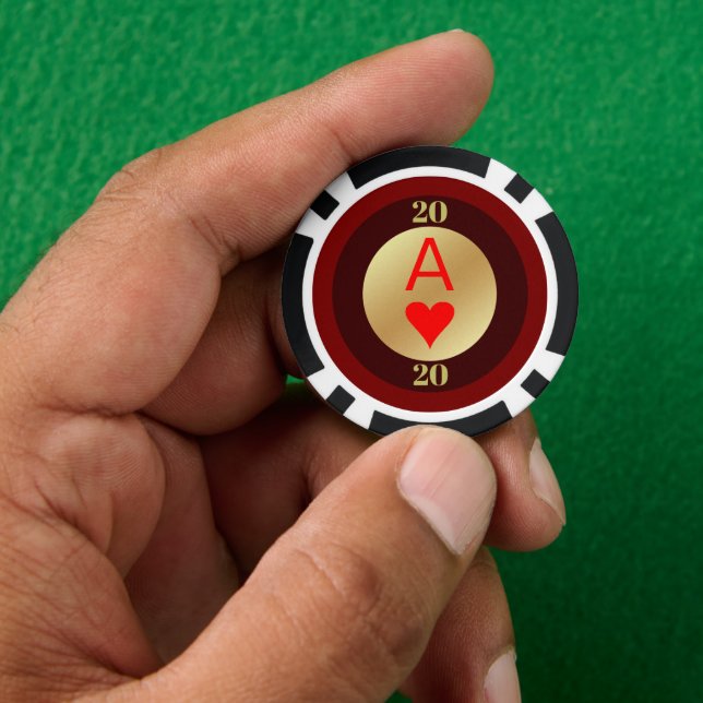 Ace heart poker chips (Hand)