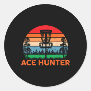 Ace Hunter Disc Golf Sket Vintage Sunset Funny Dis Classic Round Sticker