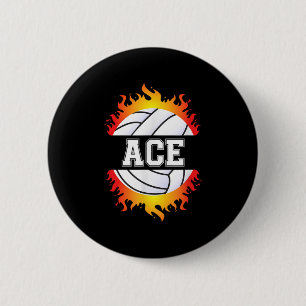 Ace Name Volleyball Player Boys Ball and Net Sport 6 Cm Round Badge