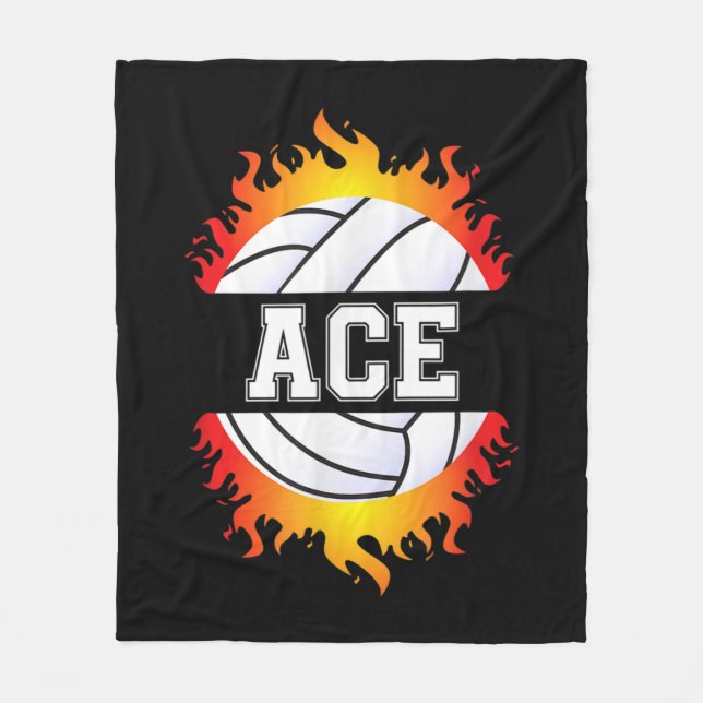 Ace Name Volleyball Player Boys Ball and Net Sport Fleece Blanket (Front)