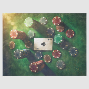 Ace of Clubs & Poker Chips, Gaming Tissue Paper
