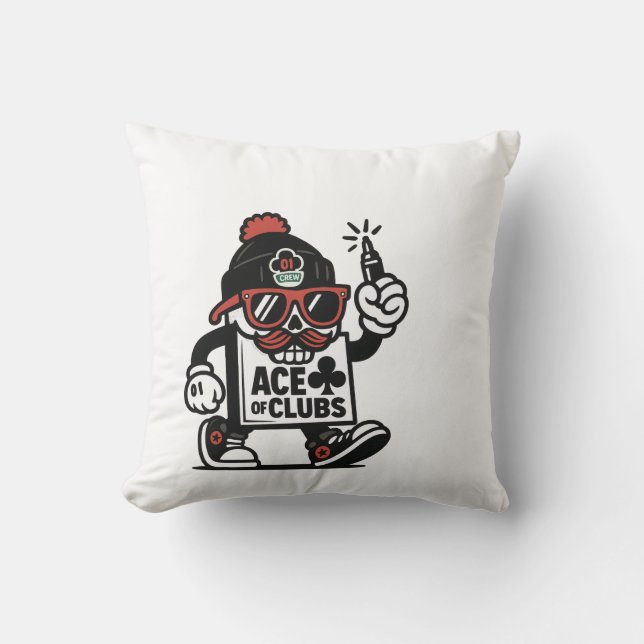 Ace of Clubs Street Mascot — Poker Grind Crew Cushion (Front)