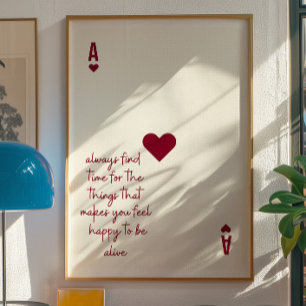 Ace of Hearts Affirmation Minimalist Love Poster