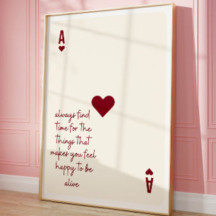 Ace of Hearts Affirmation Minimalist Love Poster