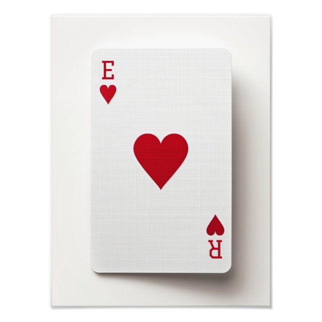 Ace of Hearts Card - Initials Poster (Front)