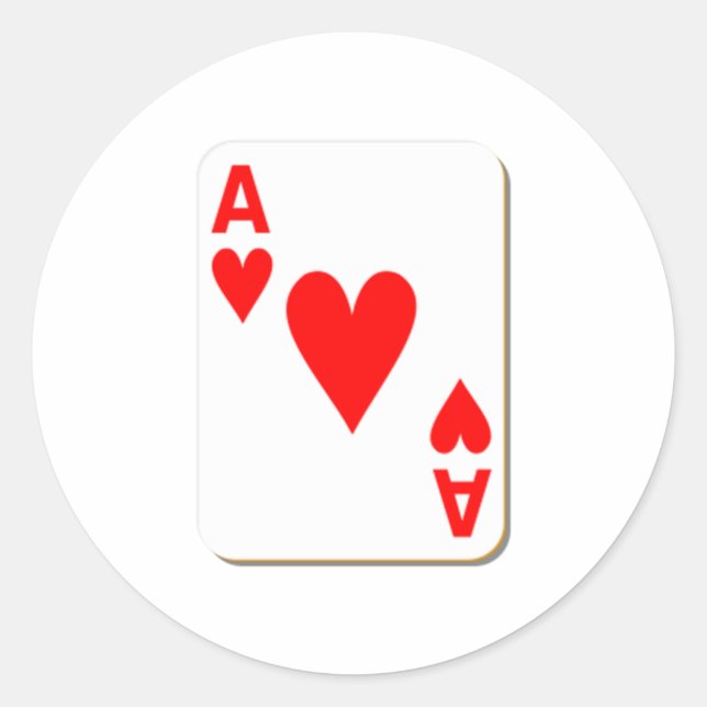 Ace of Hearts Playing Card Classic Round Sticker (Front)