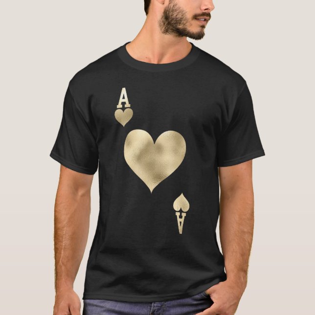Ace Of Hearts  Playing Card Halloween Costume T-Shirt (Front)