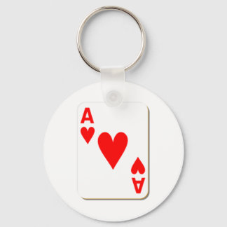 Ace of Hearts Playing Card Key Ring
