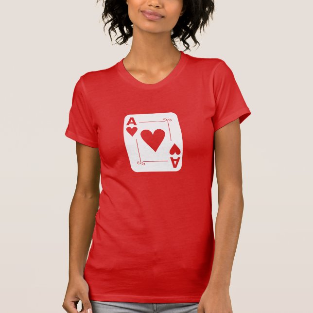 Ace of Hearts Playing Card Romanic T-Shirt (Front)