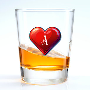 Ace of Hearts Red Casino Deck of Playing Cards Shot Glass