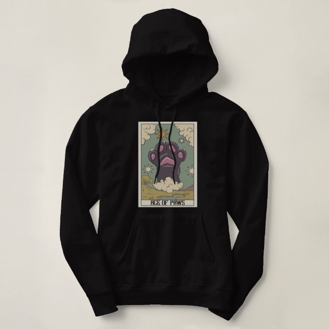 Ace of Paws Tarot Card Reader Cat Paw Occult Tarot Hoodie (Design Front)