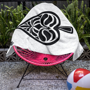 Ace of Spades Black and White Playing Card Beach Towel