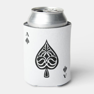 Ace of Spades Black and White Playing Card Can Cooler