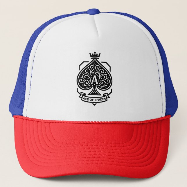 Ace of Spades Crest — Crowned Filigree Trucker Hat (Front)