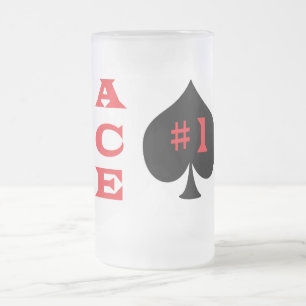 Ace of spades frosted glass beer mug