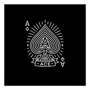 Ace of Spades — Monoline Sunburst Emblem Poster