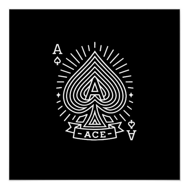 Ace of Spades — Monoline Sunburst Emblem Poster (Front)