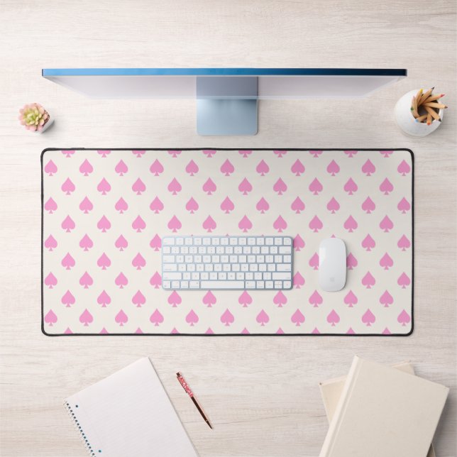 Ace of Spades Patter Pastel Pink Trendy Stylish Desk Mat (Office 1)