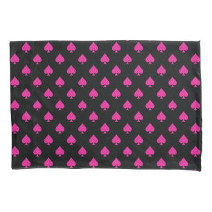 Ace of Spades Pattern Black& Pink Retro BOHO Chic Pillowcase