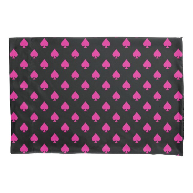 Ace of Spades Pattern Black& Pink Retro BOHO Chic Pillowcase (Front)